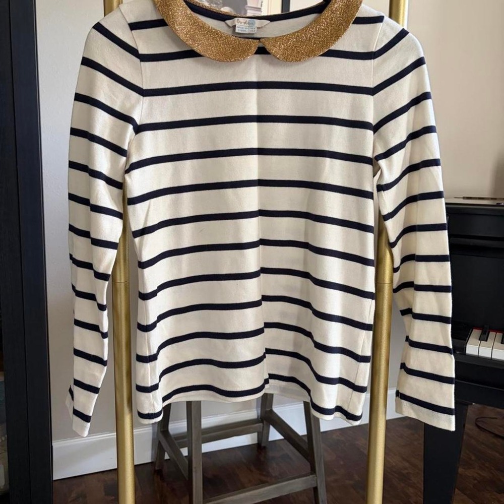 Boden cotton striped nautical gold preppy schoolgirl coastal coquette